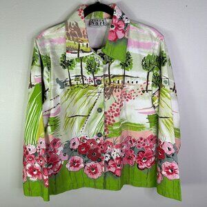 K-E-R-E-N hart Women's Floral/Outdoor Button Up Jacket Size M
